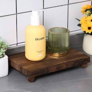 Présentoir rustique en bois brûlé brun pour gâteau et buffet à dessert - Product Image 5