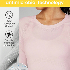 Vente en gros de haut de compression à manches longues pour femmes avec logo personnalisé Tissu doux et respirant pour le fitness, la course à pied, la salle de sport Imprimé et lavé - Product Image 3