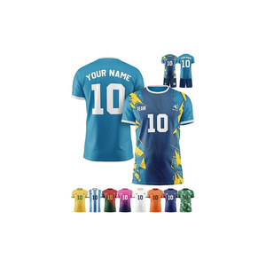 Maillot de football personnalisé de haute qualité 100% polyester à séchage rapide avec nom d'équipe personnalisé, numéro, logo pour adultes hommes - Product Image 3