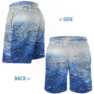 Pantalones cortos de secado rápido ecológicos de verano para hombre, 100% algodón, bolsillos con cordón, estilo callejero sólido, tejido no tejido para la playa - Product Image 1