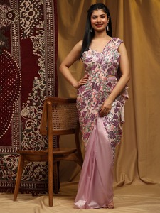 ผ้าจอร์เจียคอตผ้าไหมล่าสุดของดีไซเนอร์พร้อมใส่ชุดส่าหรีตามโซน - Product Image 5