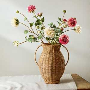 Vase en rotin fait main gracieux avec détail tressé Vase tissé vintage comme décor de pièce maîtresse Cadeau idéal pour la pendaison de crémaillère ou les vacances - Product Image 3