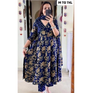 Nuevo conjunto de Anarkali Kurta para mujer con estilo Angrakha y borla pesada adjunta Dori para un estilo de fiesta único a los mejores precios - Product Image 1