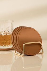 Durable leather coasters with artistic touch and refined edges perfect for upscale drink serving needs - Product Image 6