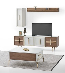 Muebles modernos y elegantes para el hogar Juego de comedor de tela metálica cómoda con mesa y sofás de panel de MDF ligero para villas y hoteles - Product Image 4