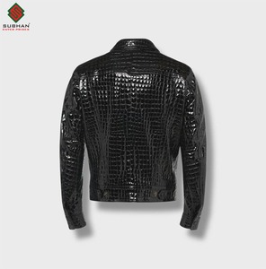 Blouson aviateur en cuir texturé, fait main, décontracté, pour l'hiver, fermeture éclair, col mandarin, taille personnalisée, service OEM pour hommes - Product Image 2