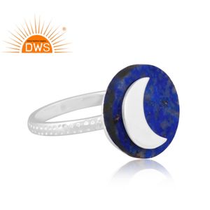 Anillo apilable de piedras preciosas de lapislázuli Natural de plata de ley fina de último diseño, joyería personalizada para mujer, regalo para ella - Product Image 3