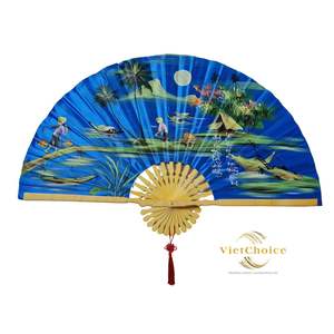 Precio barato personalizado arte popular tradicional bambú plegable ventilador de mano con tela hecha a mano para regalos hechos en Vietnam - Product Image 2