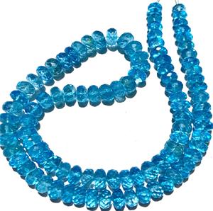 For Swiss Blue Topaz Faceted Rondelle <b>Beads</b> 7mm-8mm Natural Size 12inch Strand Gemstone <b>Stone</b> <b>Beads</b> - Product Image 3