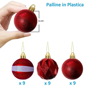 Set di 27 palle infrangibili da 6cm rosse e bianche di natale in plastica lucida opaca albero decorazioni per feste di natale palla albero ornamenti - Product Image 2