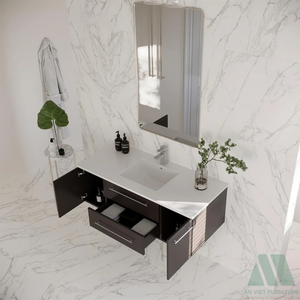 Modern Compact Brown Wooden Bathroom <b>Sideboards</b> Ready-to-Assemble <b>Kitchen</b> Vanities with Lavabo for Bedroom OEM/ODM Wholesale - Product Image 4