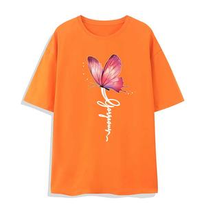 Camisetas de mujer 100% Camiseta de algodón Heavyweight Crew Neck Girls Camisetas para mujeres - Product Image 6