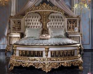 Conjunto de muebles de dormitorio para el hogar de estilo barroco, muebles de dormitorio de estilo victoriano de lujo, muebles de dormitorio doble tallados a mano al por mayor - Product Image 2