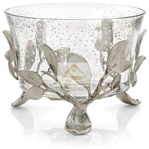 Bol de fruits et de noix moderne pour table trois en un avec motif de feuille de couleur or vaisselle de travail bol d'affichage de nourriture Fine Dine - Product Image 2