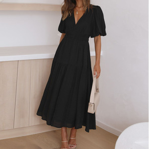 Nuova moda da donna Casual collo corto solido impero Full-Length per la primavera estate autunno stile europeo americano servizio OEM - Product Image 2