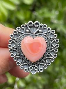 แหวนหอยสังข์สีชมพูทำด้วยมือทำจาก925เครื่องประดับเงินสเตอร์ลิงตะวันตกเฉียงใต้ - Product Image 4