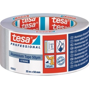 เทปอะลูมิเนียม TESA 63652 พร้อมแผ่นรองรับแรง ขนาดกว้าง 50 มม. ยาว 25 ม. สำหรับฟิล์มและเทปอิเล็กทรอนิกส์ - Product Image 1