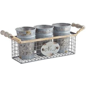 Juego de 3 macetas rústicas galvanizadas para jardín doméstico, macetas decorativas con macetas de diseño personalizado pintadas a mano - Product Image 5