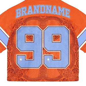 Verano último diseño hombres recortada malla Boxy fútbol Jersey 100% algodón camiseta para hombres ajuste suelto impreso fútbol malla Jersey - Product Image 6