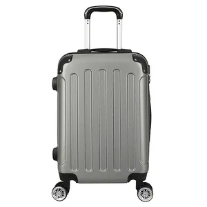 Customized abs hard shell 4 wheel spinner suitcase luggage trolley case cabin suitcase silver