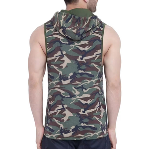 Best Quality 100% Cotton Pullover <b>Sleeveless</b> Gym <b>Hoodie</b> for Men Custom Design Printed Pattern Winter Plain Dyed Breathable - Product Image 3
