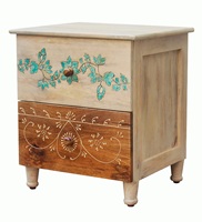 Table de chevet en bois de manguier massif de style moderne, peinte à la main, en chêne indien, pour chambre à coucher, meubles de maison, fabriquée en Inde, modèle IOD137