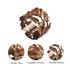 Lot de 6 ronds de serviette en forme de feuille porte-mouchoirs en métal pour dîner, banquets de mariage, paramètres de table - Product Image 4