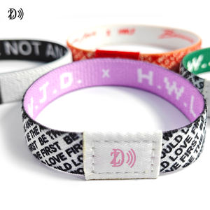 Poliéster personalizado RFID NFC Estiramiento Pulseras personalizadas Etiqueta tejida NFC NTAG 215 Pulsera Daily Bible Verse - Product Image 3