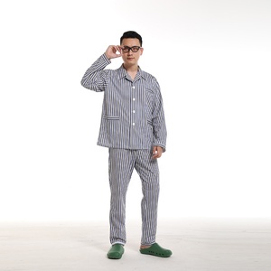 Trajes de paciente Unisex de algodón 100% con rayas, bata de laboratorio de Hospital de buena calidad, uniforme cómodo para hombres y mujeres - Product Image 3