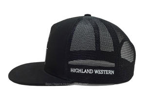 Highland Western personnalisé 2D broderie Logo Denim toile mode Snapback chapeaux haut profil plat bord camionneur maille en gros - Product Image 3