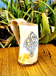 Auténtica Taza Vikinga Ecológica de Cuerno de Búfalo Hecha a Mano, Grado Alimenticio, Estilo Medieval, Religiosa, Feng Shui, Taza de Cerveza con Diseño Animal - Product Image 5