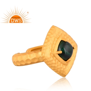 Latest Handmade Design 18K Gold Plated Natural Malachite Gemstone <b>Adjustable</b> <b>Ring</b> Custom Jewelry Manufacturer - Product Image 3