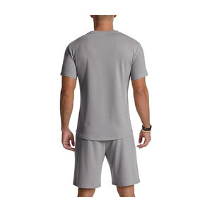 Ensemble t-shirt et short à manches courtes pour homme 100% coton de haute qualité avec 2 poches respirantes - Product Image 2