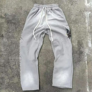 Survêtement d'été à impression personnalisée pour homme 100% coton de couleur grise Survêtement surdimensionné délavé à l'acide de la plus haute qualité pour homme - Product Image 6