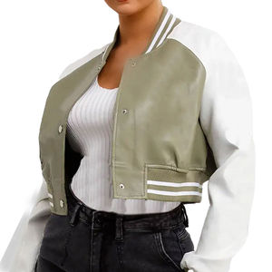 Chaqueta Universitaria Reversible Corta para Mujer con Logotipo Personalizado, Transpirable, OEM, Chaqueta Universitaria de Moda para Mujer - Product Image 4