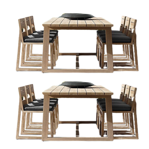 Ensemble de table à manger de restaurant en teck massif moderne et élégant, chaises avec coussins en tissu de haute qualité, couleur personnalisée, origine Foshan - Product Image 3