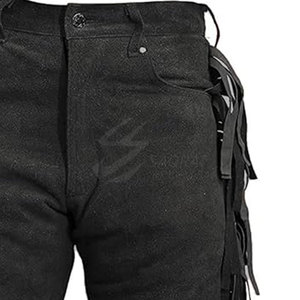 Pantalones de hombre al por mayor de estilo único lavados personalizados con tu propio diseño pantalones de piel de ante con flecos - Product Image 6