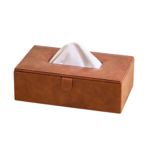 Boîte à mouchoirs en bois au design doré rectangulaire minimaliste Distributeur de serviettes faciales décoratives pour bureau à domicile et salle de bain - Product Image 3