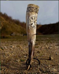 Corne d'hydromel de style viking en corne de boeuf parfaite pour les soirées à thème ou le décor nordique - Product Image 2