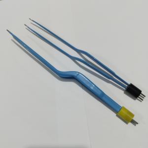 Pince à épiler à coagulation médicale de haute qualité couleur verte enduite baïonnette coudée pince bipolaire à pointe vers le bas - Product Image 2