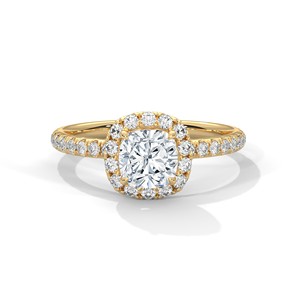 1.0ct Cushion Cut CZ Halo <b>Solitaire</b> <b>Ring</b> 925 Sterling <b>Silver</b> Engagement Band - Product Image 1
