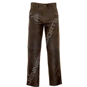 Nuovo stile da uomo bavarese Lederhosen Pant in vera pelle di vacchetta Nubuck lati ricamati a righe che chiudono tasche anteriori