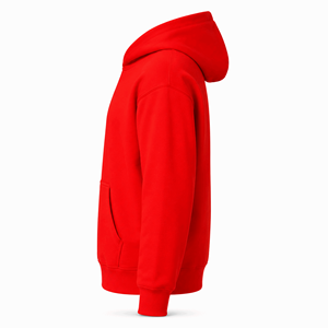 Premium Bright <b>Red</b> Stringless Pullover <b>Hoodie</b> Heavyweight Regular Fit <b>Men</b> Unisex Cotton Fleece Drop Shoulder Kangaroo Pocket - Product Image 5