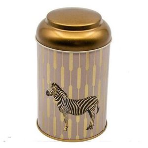 Lata de metal redonda Safari Zebra 1.2L con tapa de cúpula 105mm x 150mm dirigida a organizadores de joyas - Product Image 2