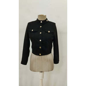 เสื้อแจ็คเก็ตหนังแบบสั้น แขนยาว ปิดกระดุมด้านหน้า รุ่น 37859 - สีดำ - Product Image 6
