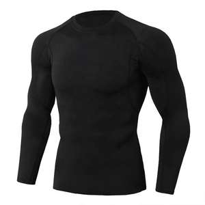 Compression respirante à manches longues pour hommes de haute qualité en noir uni pour BJJ Jiu Jitsu & MMA - Product Image 2