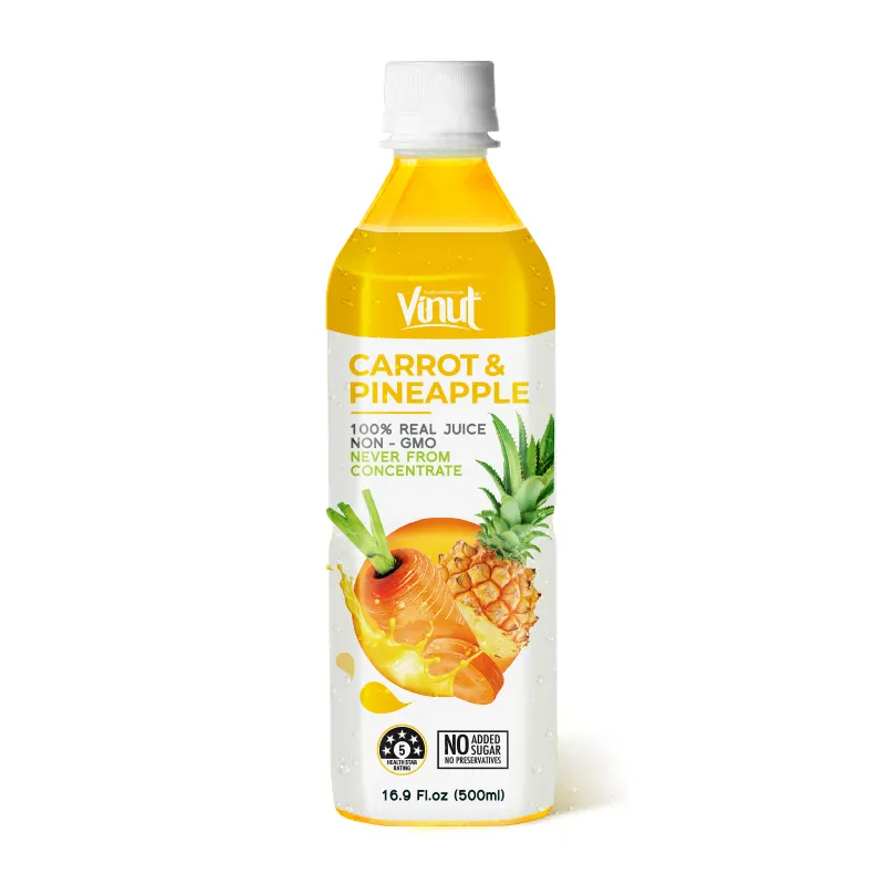 Vegan uống 1000ml vinut 100% nước trái cây thực sự cà rốt & dứa (không bao giờ từ tập trung & không biến đổi gen, không thêm đường) được thực hiện tại Việt Nam