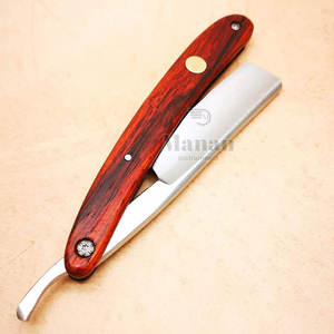 Navaja de Afeitar Profesional de Acero Inoxidable de Alta Calidad con Mango de Madera, Herramienta de Afeitado para Barbería y Uso Personal - Product Image 3