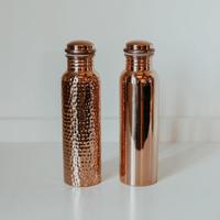 Bouteille d'eau pliable en cuivre martelé écologique avec infuseur à thé, revêtement anti-corrosion, compatible eau bouillante