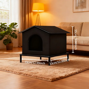 في الهواء الطلق للماء معزول خيمة الحيوانات الأليفة مرتفعة للقطط متعددة-استخدام جولة مأوى القط الضالة - Product Image 6